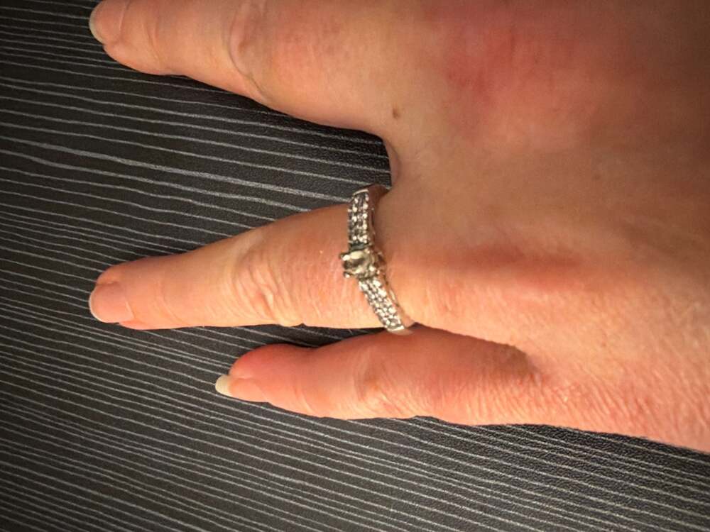 Vintage 925 Sterling Silver Cubic Zirconia Solitaire Pave Engagement Ring